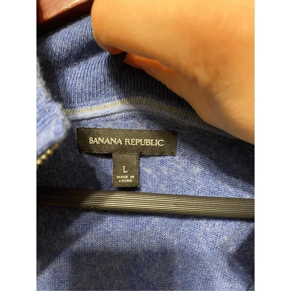 Banana Republic Large blue mens merino wool sweater extra fine